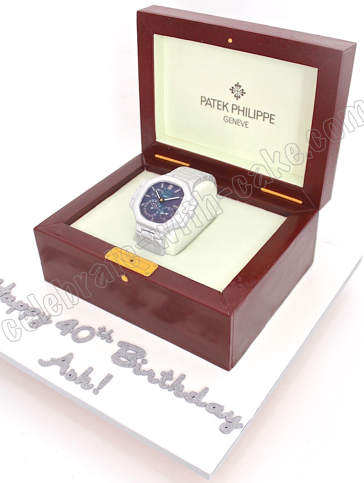 3d sculpted Patek Philippe Watch in Case Cake