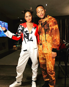 John Legend and wife Chrissy Teigen cute in Onesies