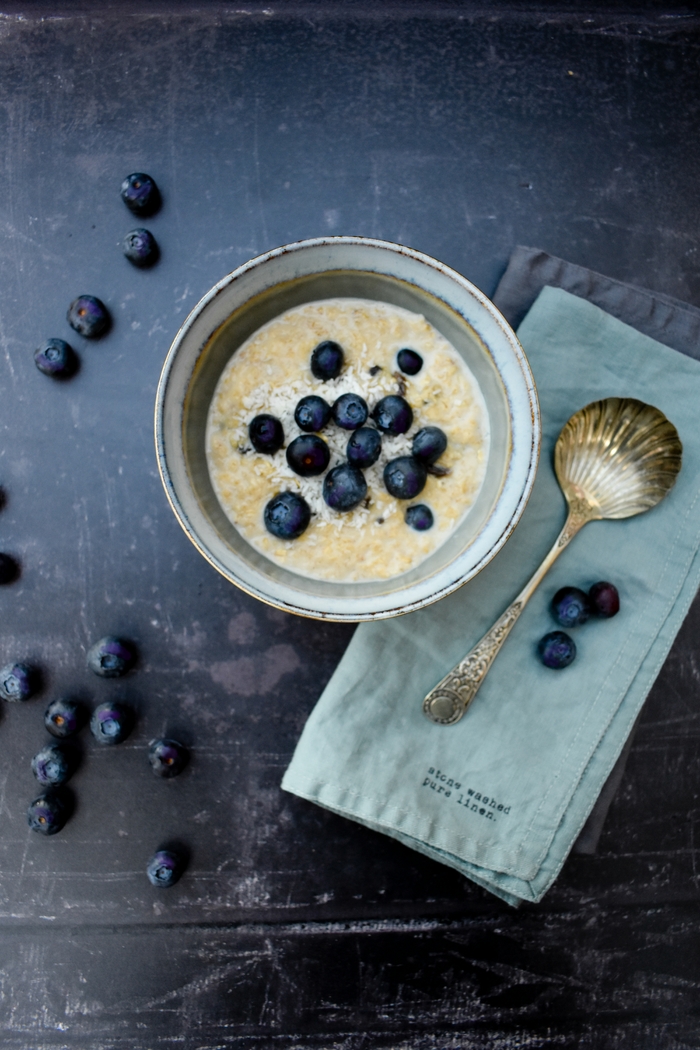 Creamy Blueberry, Banana and Coconut Porridge