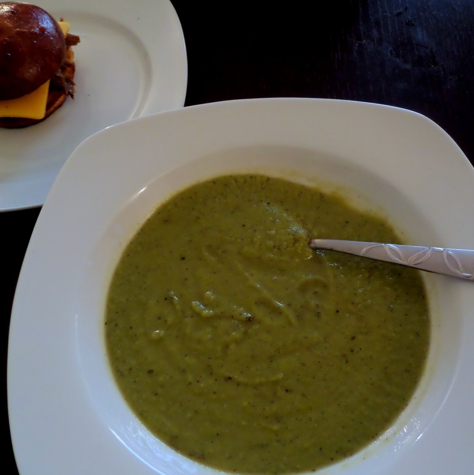 Green Pea Soup:  Healthy and easy, frozen, green peas pureed in a flavorful broth for a creamy and delicious, vibrant green, soup.