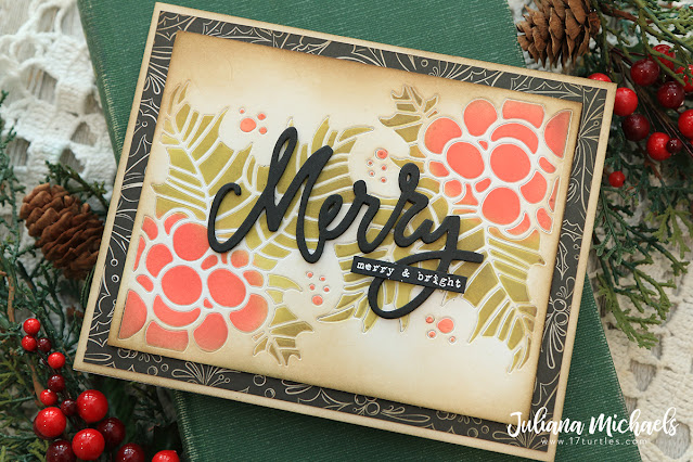Merry & Bright Card by Juliana Michaels featuring Tim Holtz Sizzix Merry Bright Thinlits and Holly Pieces Thinlits Dies
