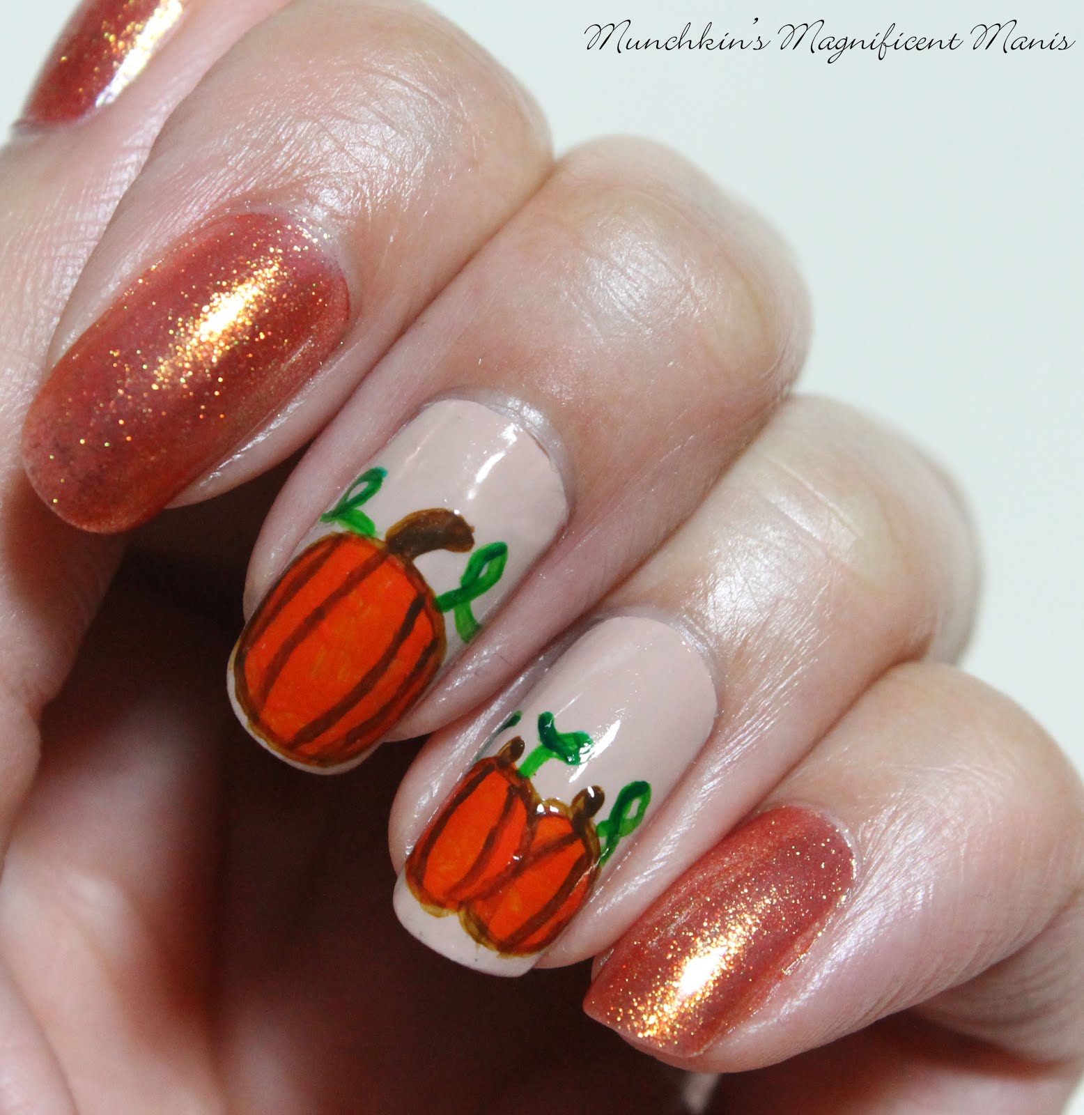 Munchkin’s Magnificent Manis Pumpkin Spice Pumpkin Nail Design