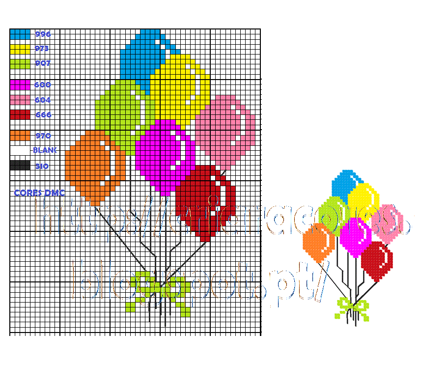 criar a cores - ponto cruz: Balões - Balloons