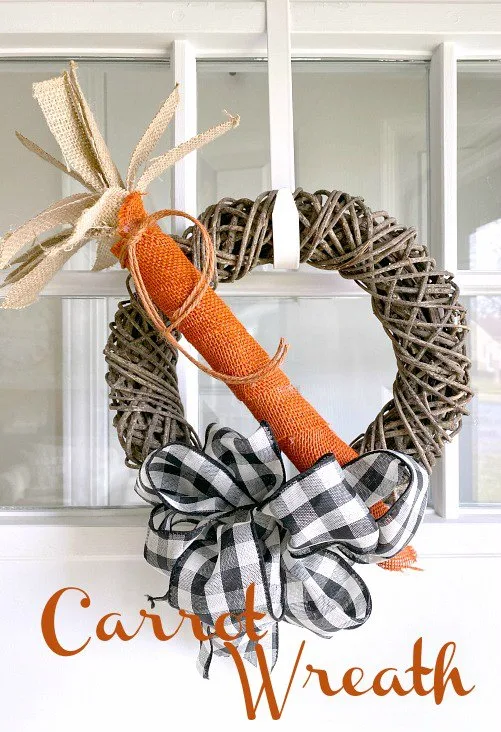 DIY Carrot wreath for the front door using burlap