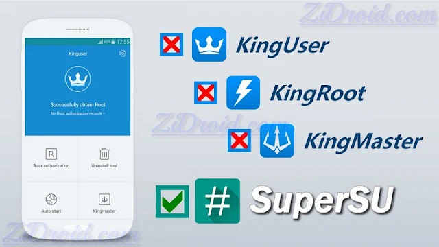 حذف برنامج kinguser وتعويضه بتطبيق SuperSU لادارة الروت على اندرويد