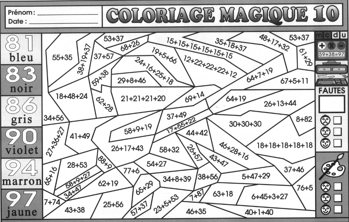 Coloriage204: coloriage magique ce2 calcul a imprimer