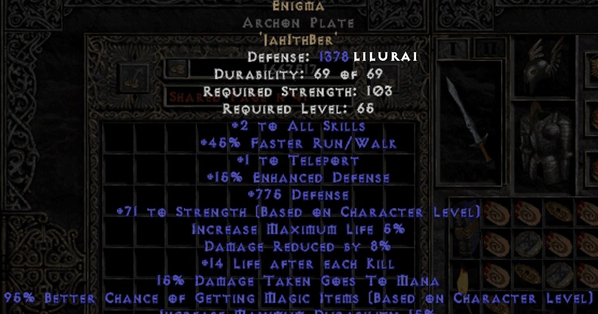 Best cRPGs ENIGMA RUNEWORD, Diablo 2 Resurrected, Perfect Superior