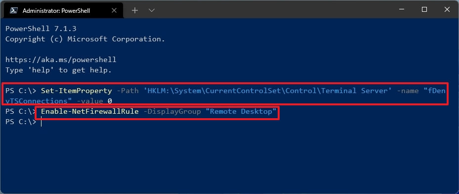 powershell enable remote desktop windows 11