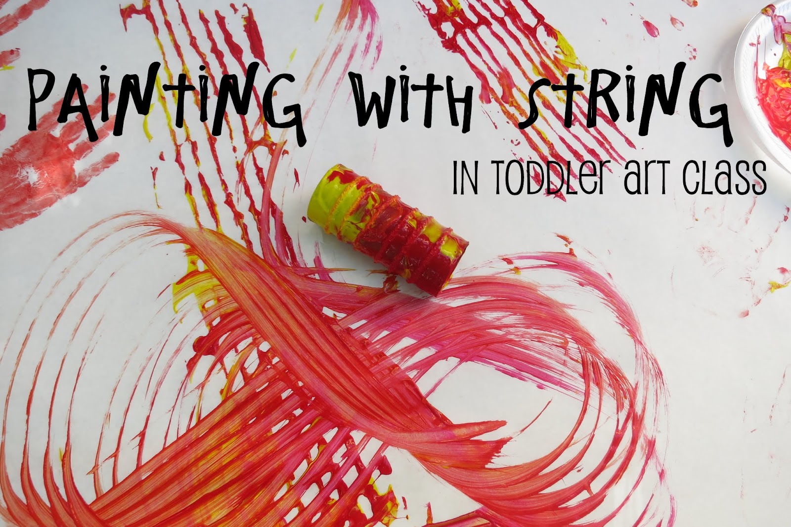 Toddler Art Class String Painting library makers