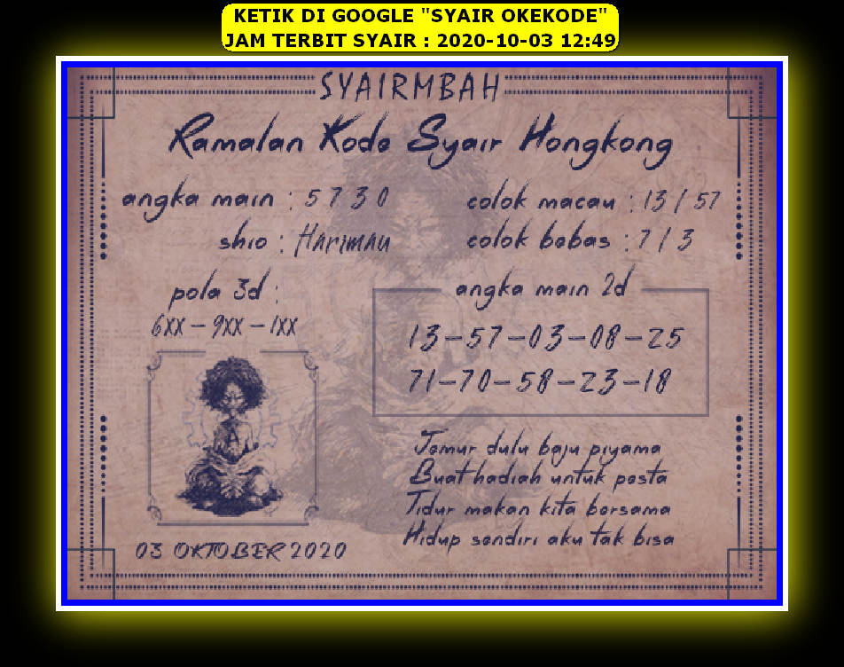 1 New Message Kode Syair Hongkong 3 Oktober 2020 Forum Syair Togel Hongkong Singapura Sydney
