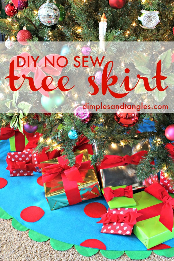 DIY 30 MINUTE NO SEW TREE SKIRT Dimples and Tangles