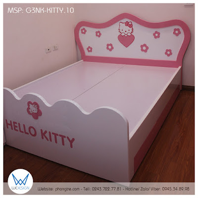 Giường ngủ tân cổ điển Hello Kitty có 3 ngăn kéo G3NK-KITTY.10