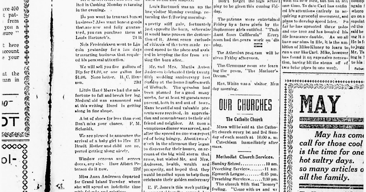 The Old Trunk in the Attic Newspaper Clipping Wolbach, Nebraska, 1916