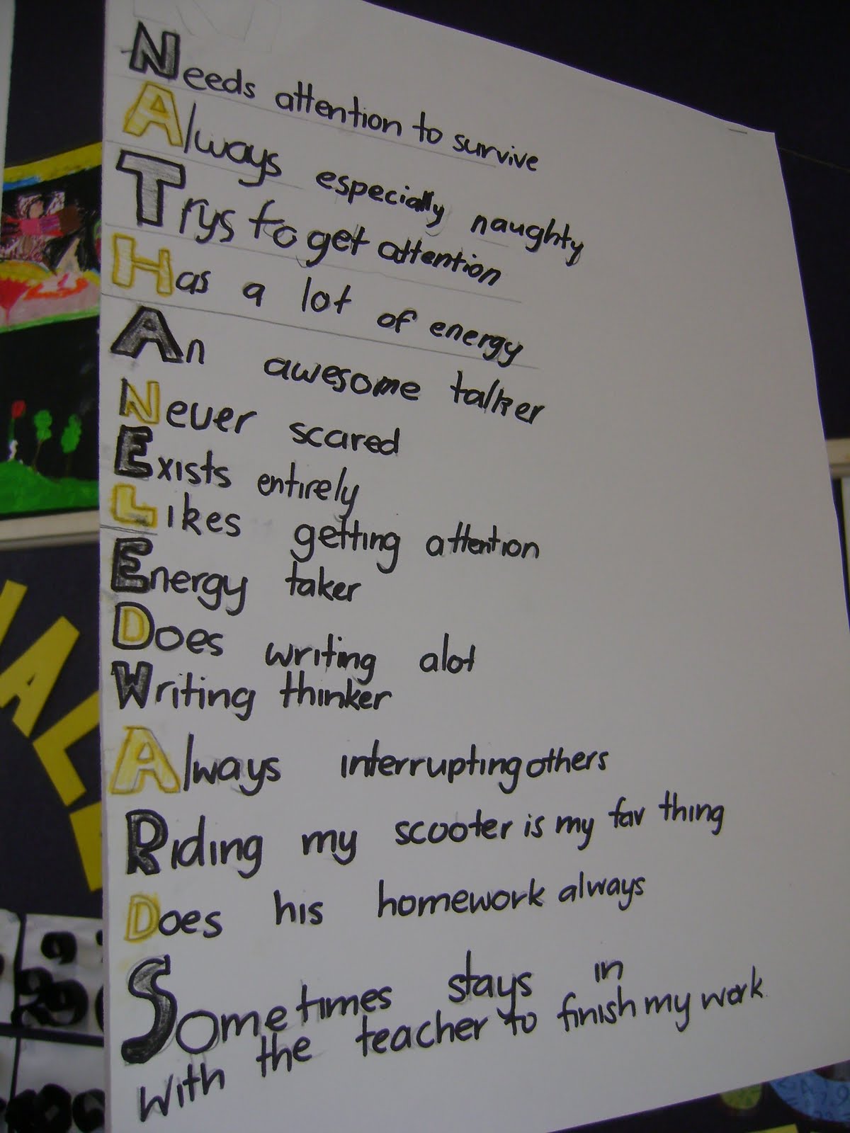 Room 6 Leamington School Nathanael's Acrostic Poem