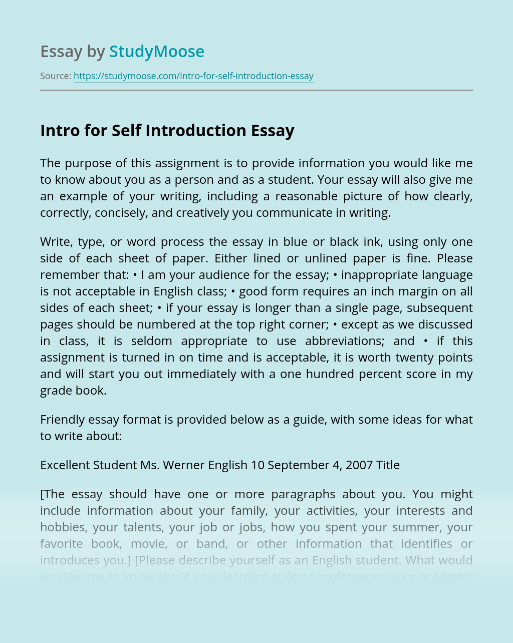 Self Introduction Paragraph Example - Birthday Letter