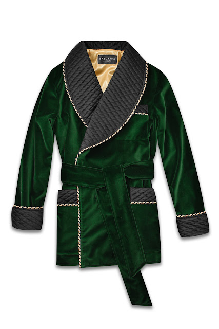 mens dark green velvet smoking jacket quilted silk robe dressing gown