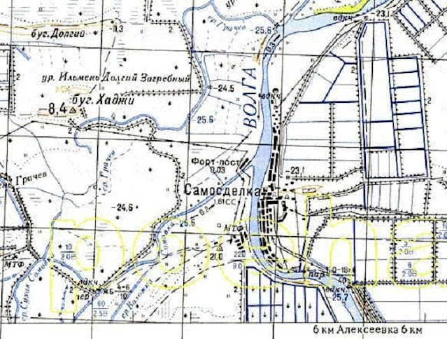Географическая карта места археологических раскопок предполагаемой столицы Хазарии города Итиль