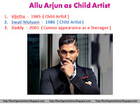 Allu Arjun Child Artist Movies From Vijetha, Swati Mutyam, Daddy (Cameo appearance as a Teenager) Allu Arjun Picture