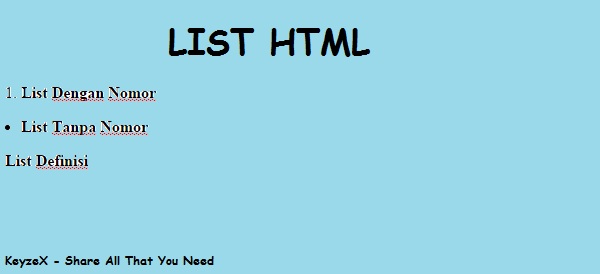 List HTML