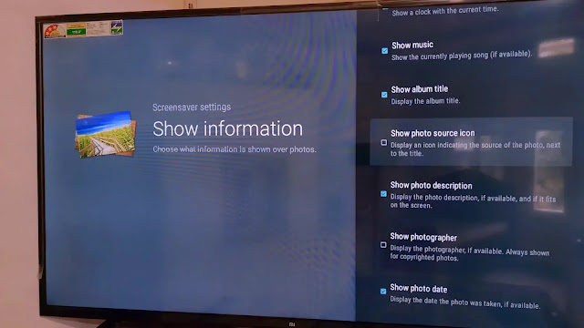select your needed options here information option for screensaver