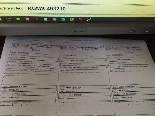 Printed Copy (hard copy) of NUMS Deposit Slip Printed Copy (hard copy) of NUMS Deposit Slip
