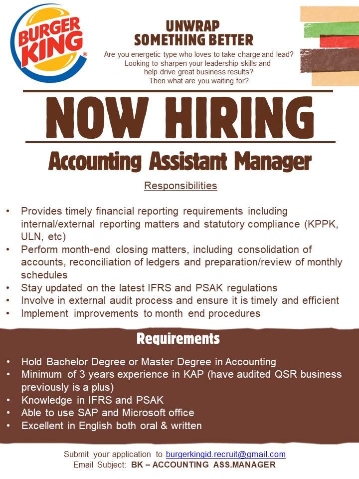 Lowongan Kerja Burger King 2019