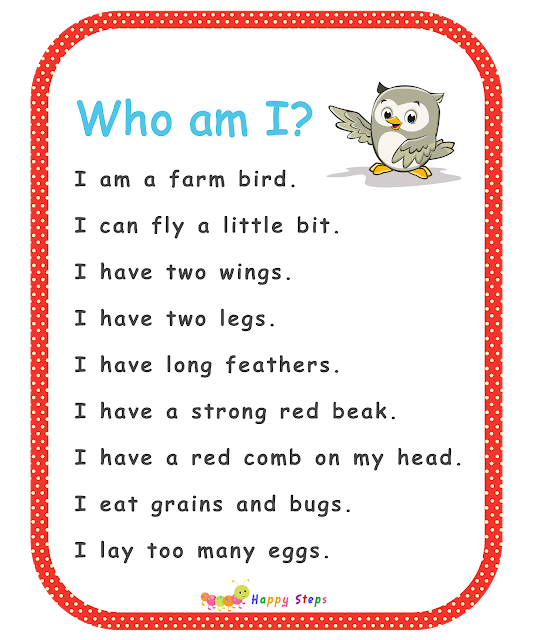 Guessing Game for Kids -  Who am I - I am a hen