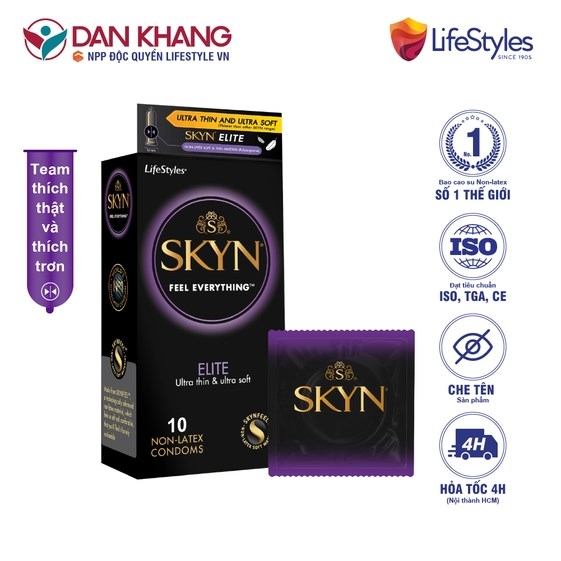 [HỘP] BAO CAO SU SKYN NON-LATEX SIÊU MỎNG SIÊU MỀM CAO CẤP – LIFESTYLES – 10 BAO/HỘP