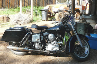 Black 1965 Harley Panhead motorcycle