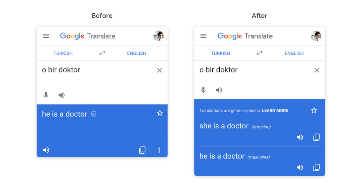 Google Translate теперь будет переводить с учетом гендерного аспекта