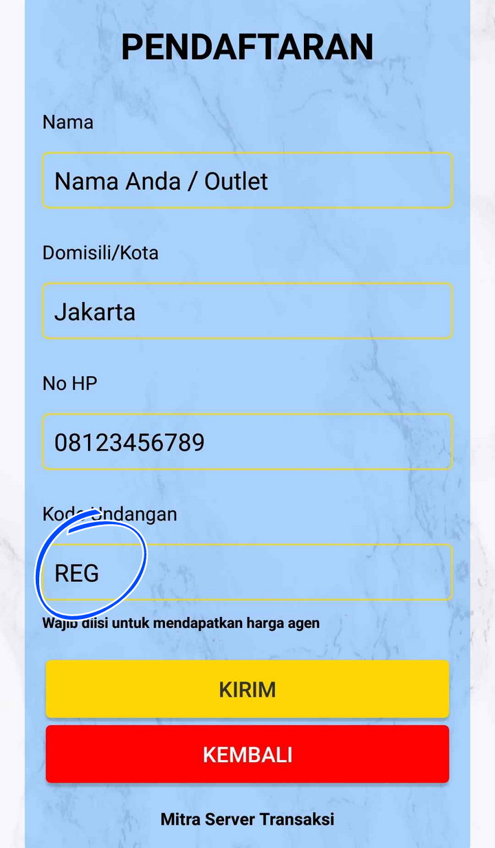 Aplikasi Mitra Server Transaksi Mitra Server Transaksi