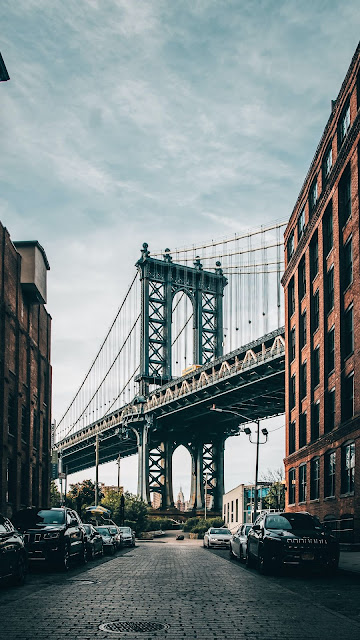 Wallpaper City, Bridge, Buildings, Cars