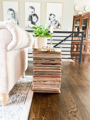 Stacked records as a side table