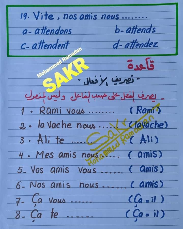 أهم ٣٠ فكرة لقواعد اللغة الفرنسية للصف الثالث الثانوى مسيو/ محمد رمضان 19