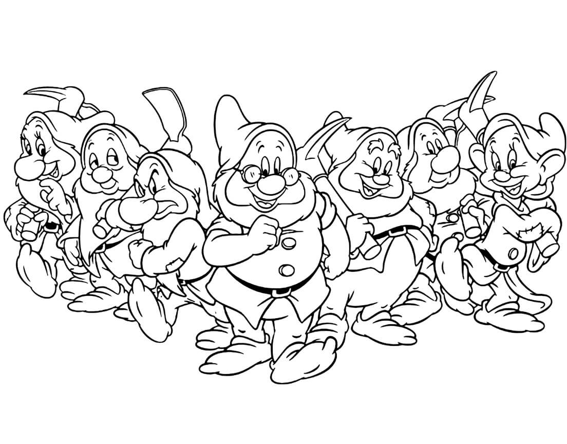 Snow white and the seven dwarfs colouring sheets