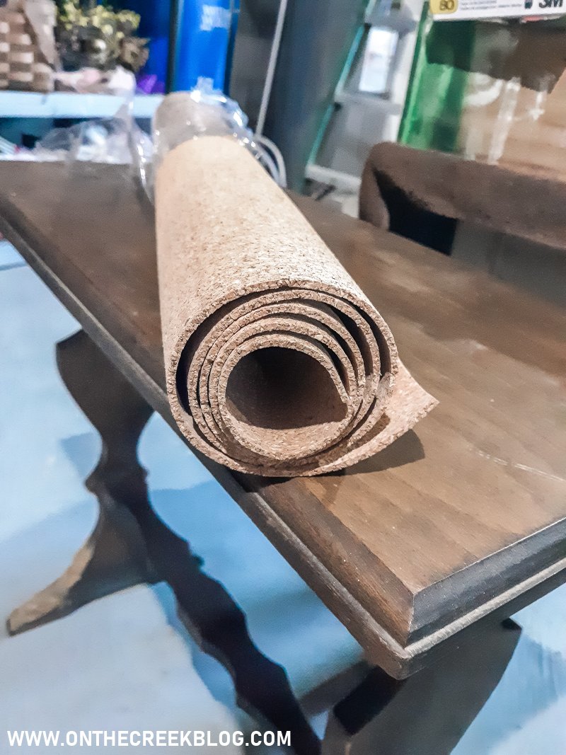 Super easy DIY bulletin/cork board using cork board roll! Cork roll is from Office Max! | On The Creek Blog