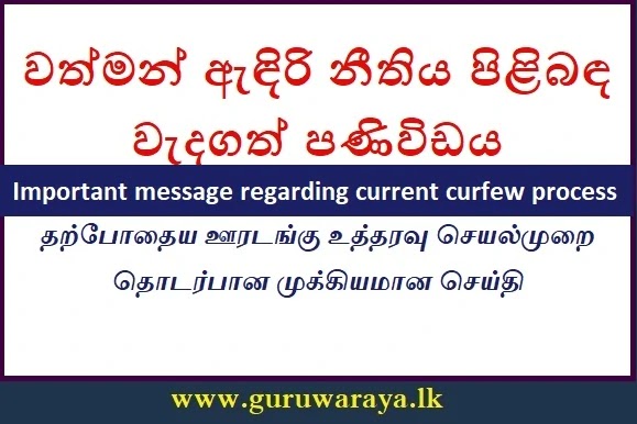 Important Message Regarding Current Curfew 