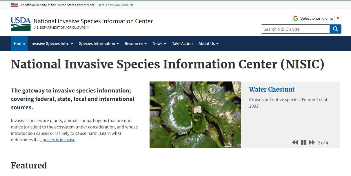 National Invasive Species Information Center State Map Page United