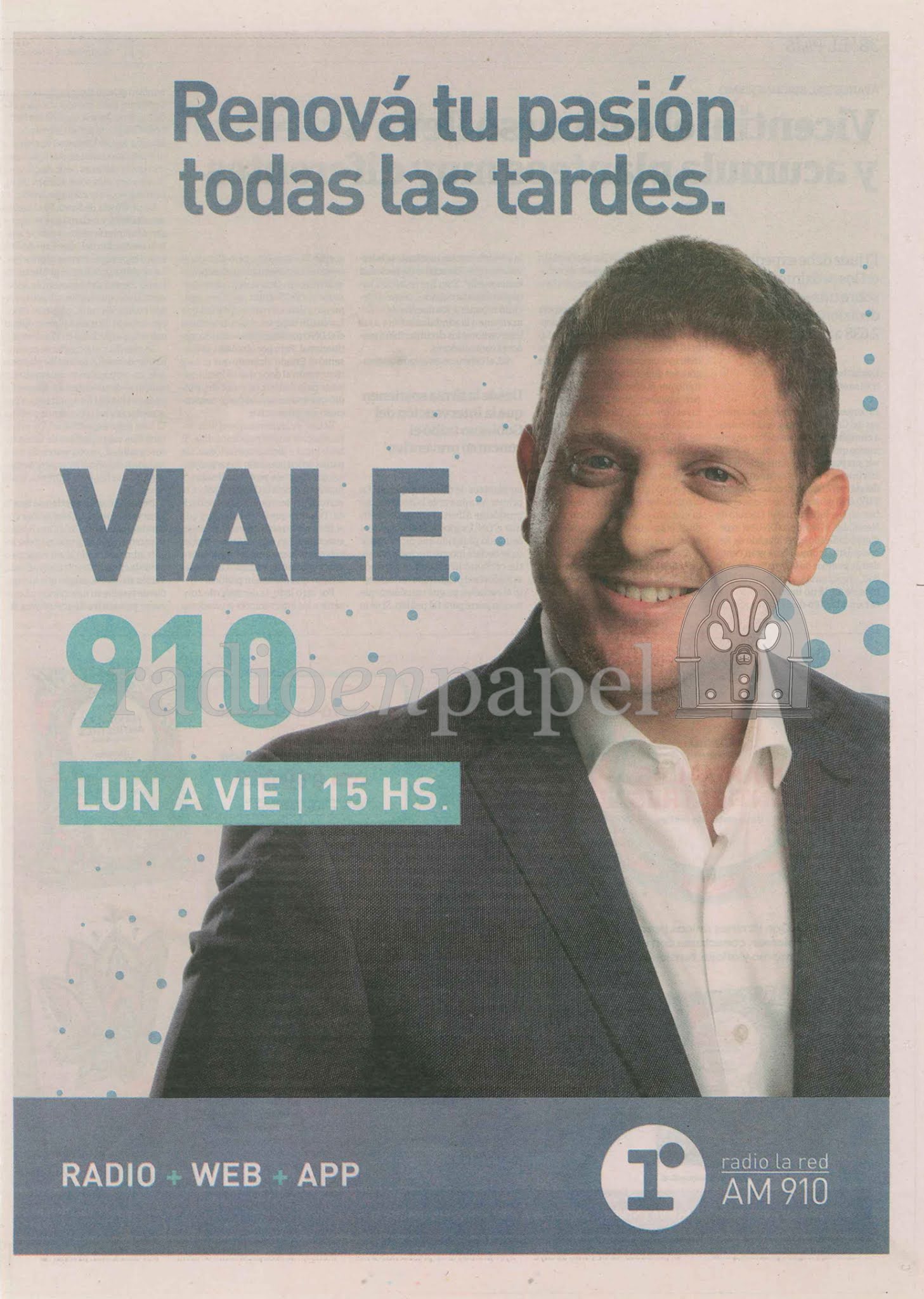 AM 910 La Red Viale 910 Radio en Papel. Archivo Gráfico de Radio