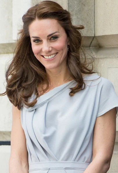 Kate Middleton  wore her Michael Kors coatdress today. Duchess wore her Roksanda Ilincic 'Peridot' dress underneath. L.K. Bennett Clutch and Fern pumps