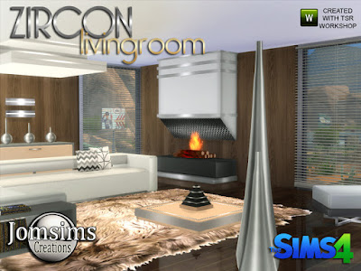 Zircon Modern Living Room Циркон Современная гостиная для The Sims 4 Из sims 3 в sims 4. в этом наборе. диван 1.sofa 2.Для дивана 2 симы проходят, на угол дивана, так что сидит. и я использую bb.moveobjects для создания угла. ваза металлический шар 3 стиля. ваза металлическая напольная или стол большой х2. скульптурный стол 4 цвета. Все объекты найти в категории беспорядок. Подушки для дивана1. Камин, 3 цвета. Потолочная конструкция 3 стиля. Журнальный столик низкий 3 стиля. слойка 4 цвета найти в категории кресло для сидения. 1 консоль деко 4 цвета. 1 armest deco 4 colors, я использую bb.moveobjects.1 настенный металлический светильник. очень современная жизнь для ваших симов 4. Автор: jomsims