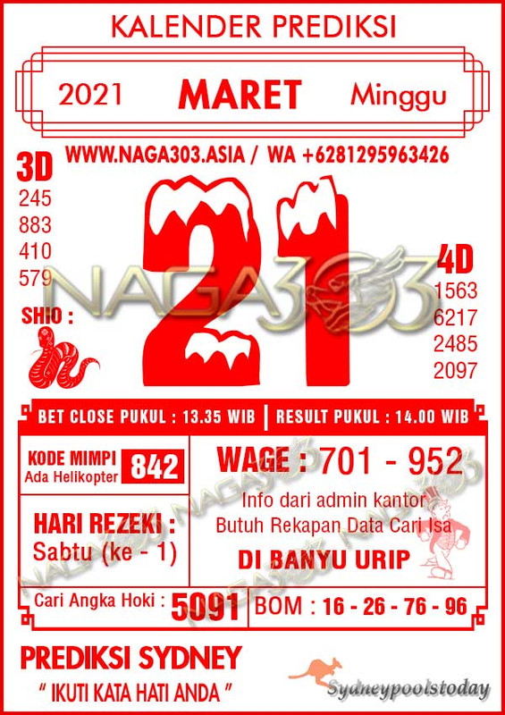 Nagasaon Minggu Syair Sidney 21032021 Nagasaon HK