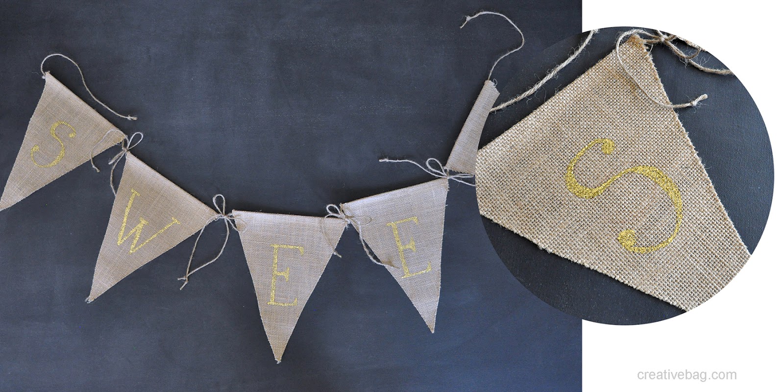 the creative bag blog Bunting inspiration using our burlap and linen