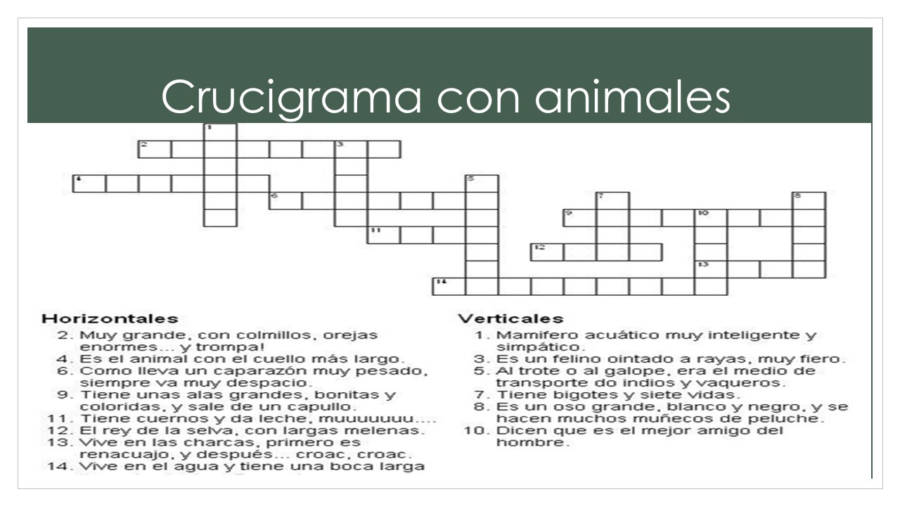 Crucigrama Espanol Crucigrama Espanol