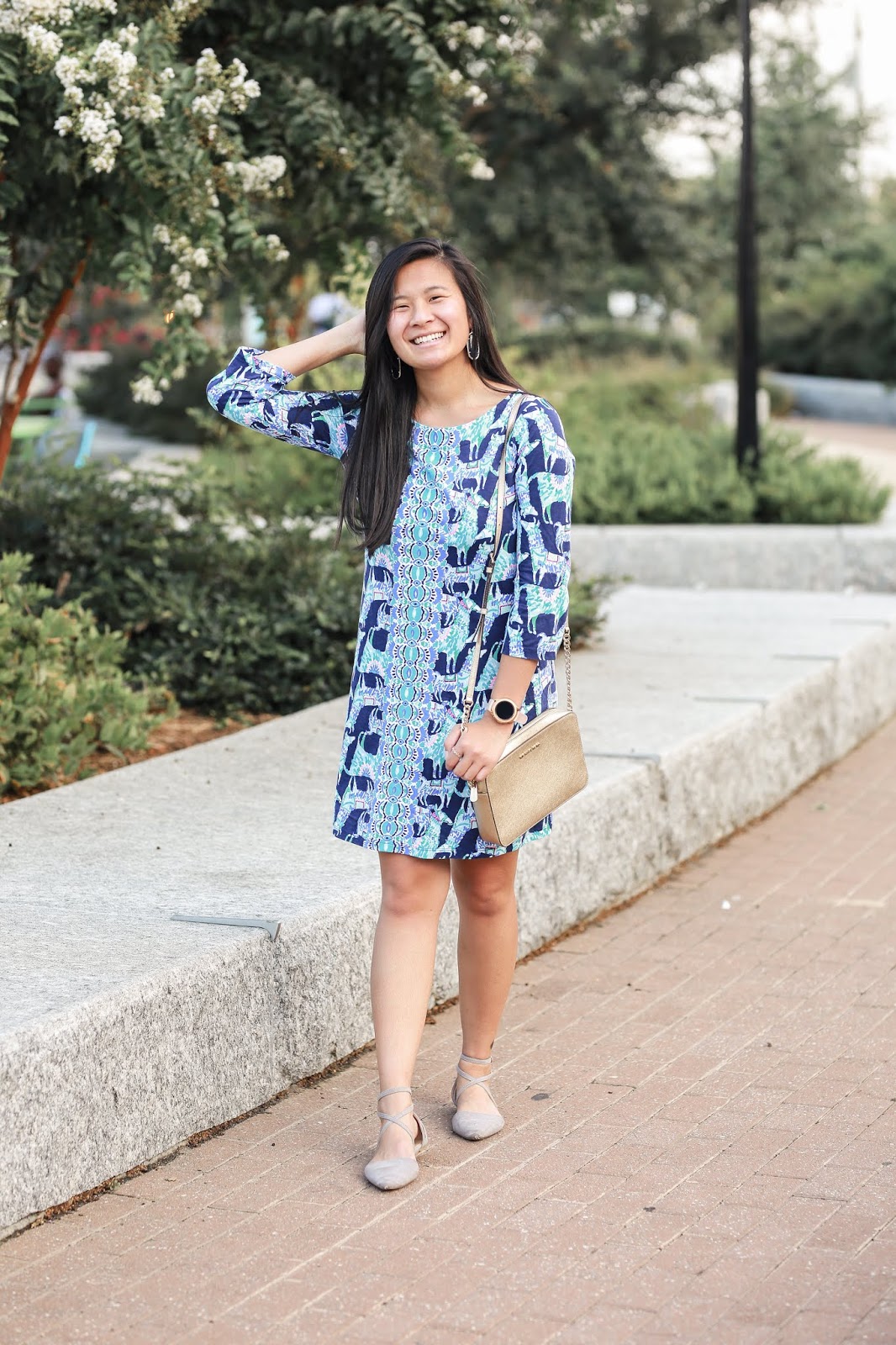 lilly pulitzer bay dress in alpaca my bags | Wearing Lilly pulitzer in the fall