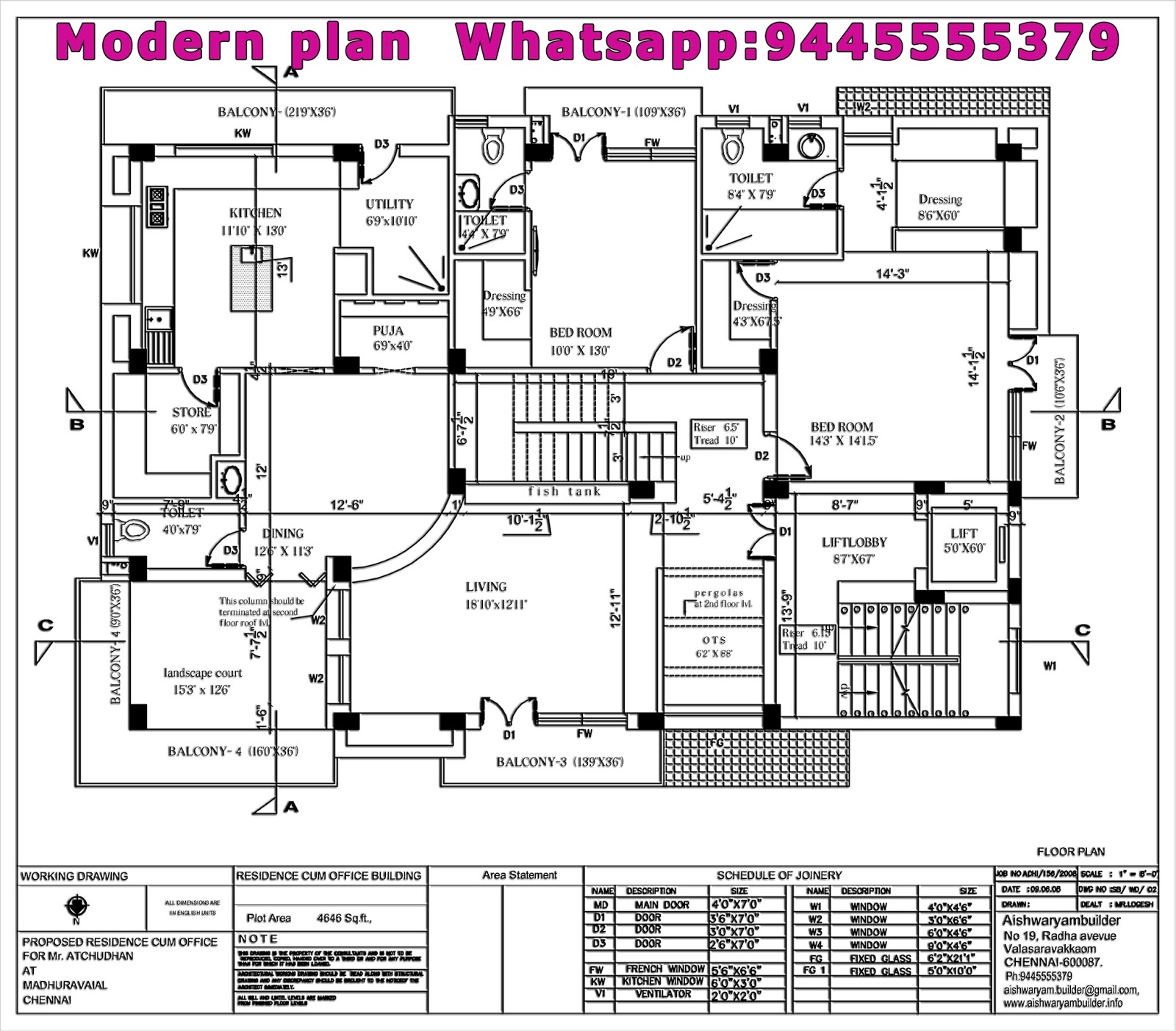 Contractors in Chennai: Modern plan House Chennai,Modern plans