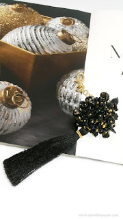 Cute black & gold flaffy seed bead ball bag accessory
