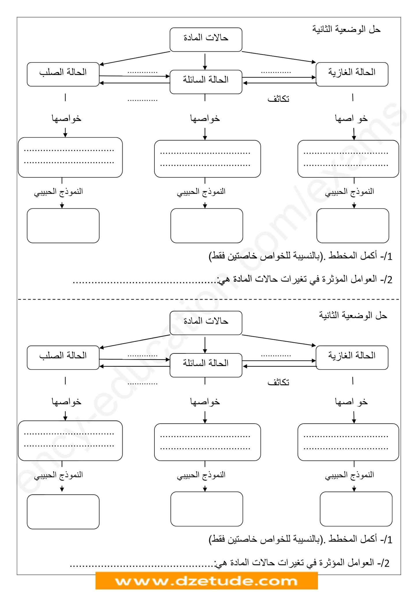 إختبار الفيزياء الفصل الثاني للسنة الأولى متوسط - الجيل الثاني نموذج 8