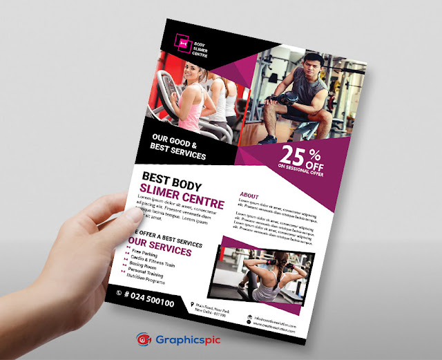  Fitness club, body shape centre flyer template – free vector