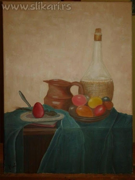 umetnička slika VASKRS-30 x 20cm ulje na platnu-slikar vladisav bogićević